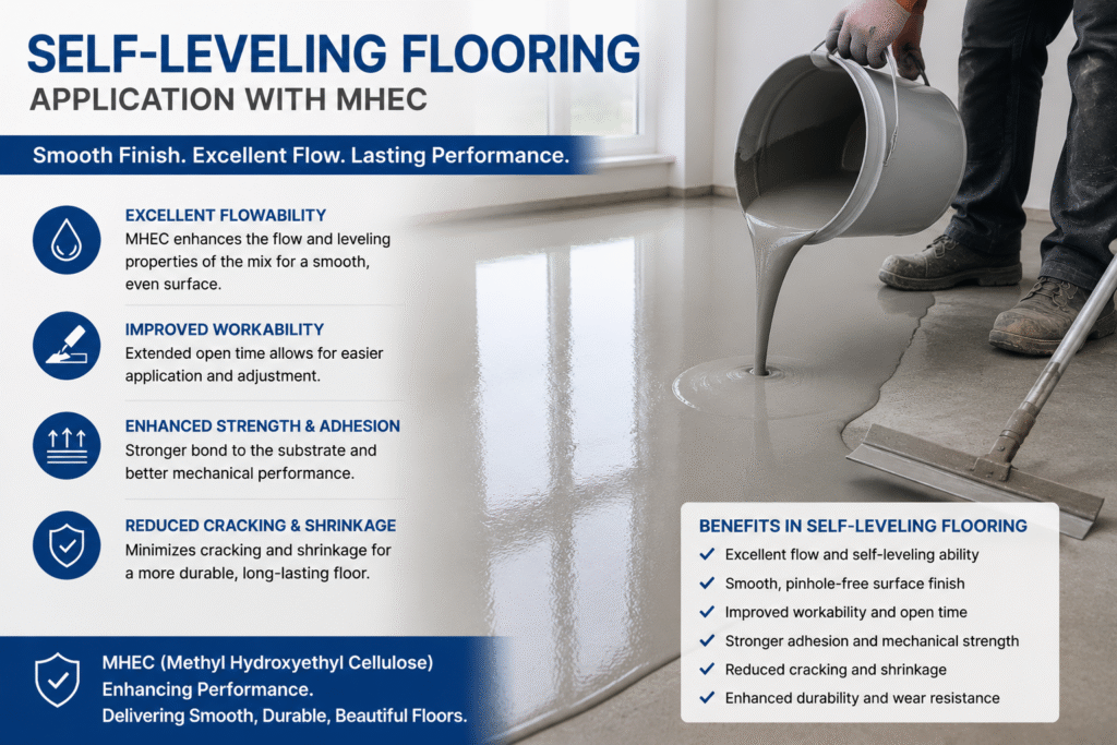 Self-leveling flooring application with MHEC