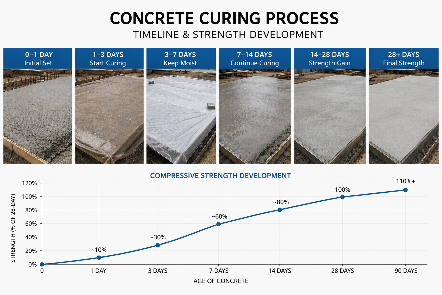 concrete curing timeline and strength development concrete curing process