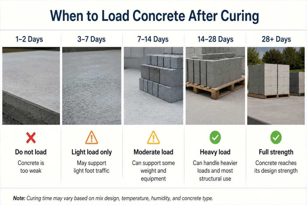 when to load concrete after curing concrete loading timeline