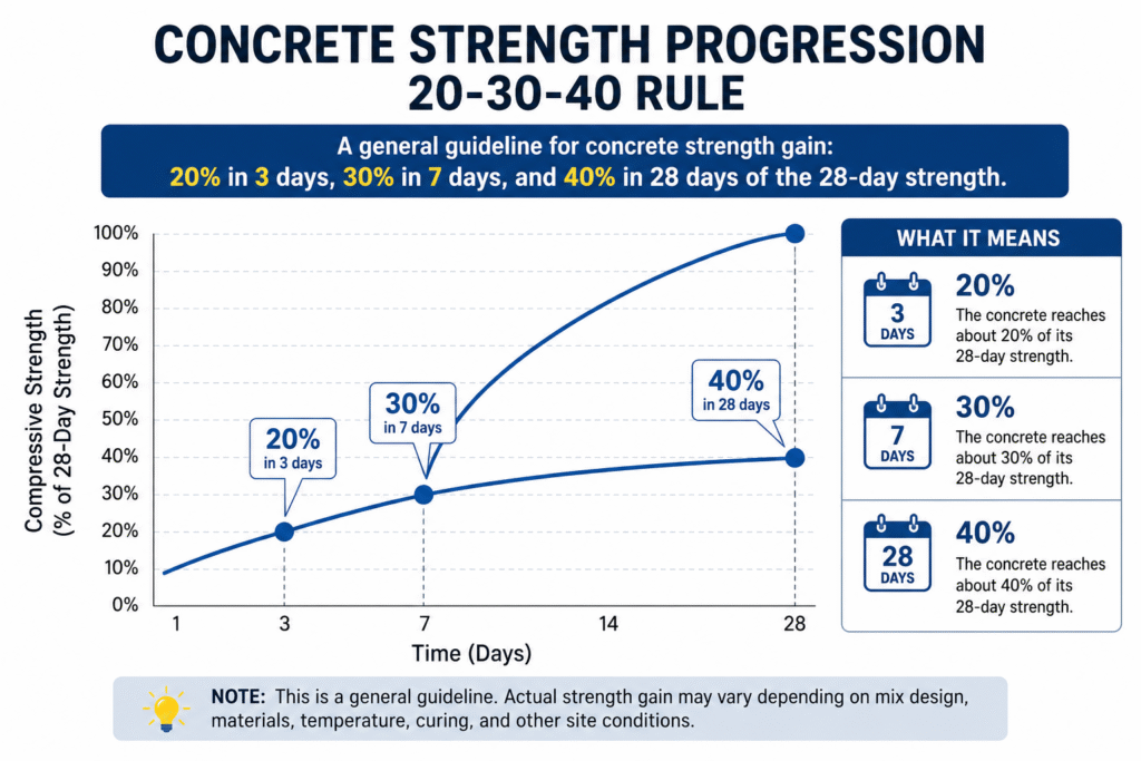 concrete strength progression 20-30-40 rule