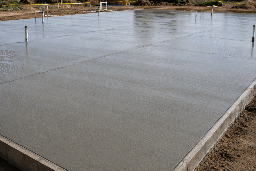 Standard Concrete Curing Time A large area of standard grey concrete curing