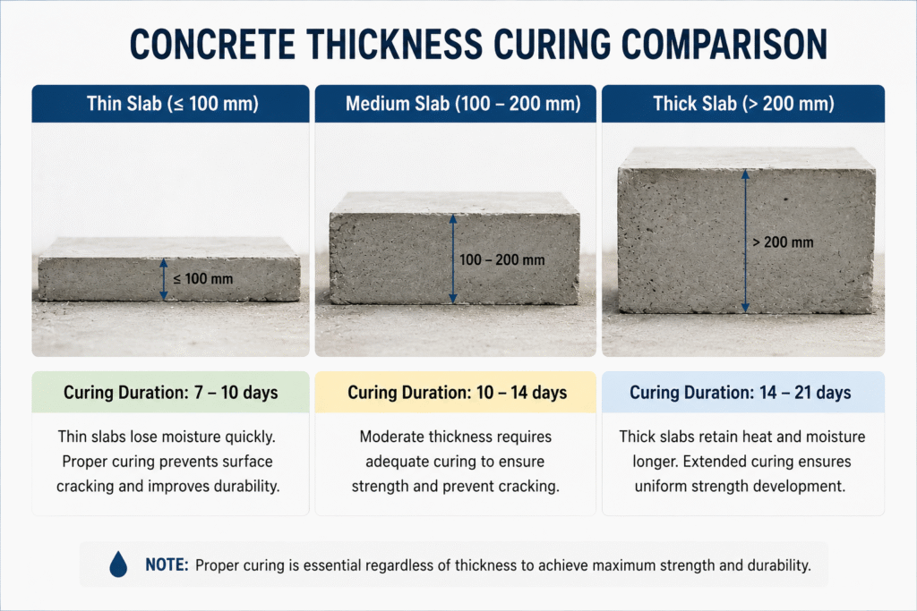 concrete thickness curing comparison concrete thickness curing comparison