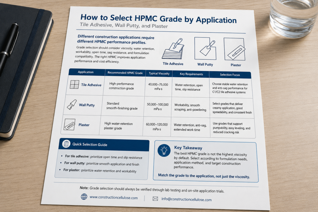 How to select HPMC grade by application – tile adhesive, wall putty, plaster HPMC grade selection by construction application type