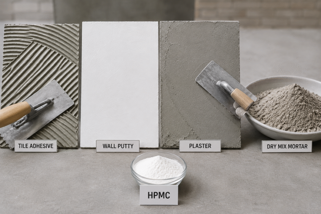 construction grade HPMC for tile adhesive wall putty plaster and dry mix mortar