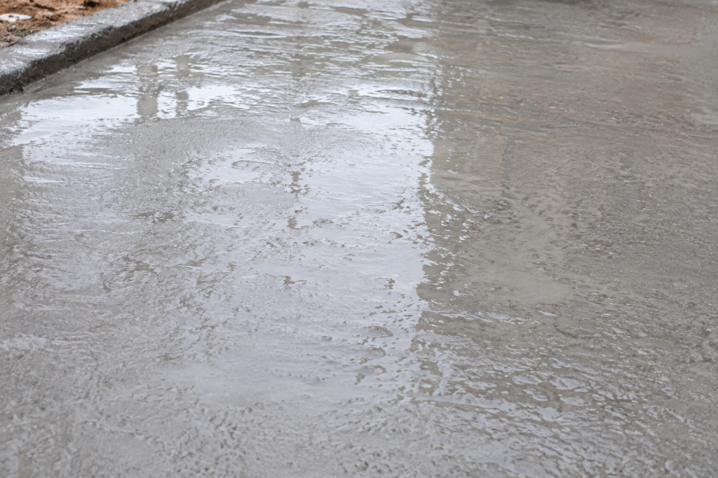 Water bleeding on concrete surface
